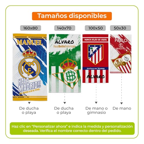 Miniatura 2 de Zpubli Toallas De Playa O Ducha Personalizadas Con Nombre O Frases. Toallas Infantiles, Regalo Infantil Original Para Baño, Piscina, Playa, Camping. Varias Medidas Athletic Bilbao, 100x50