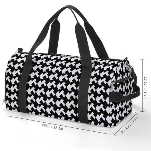 Mens Womens Gym Bag, Houndstooth Black Print Duffle Bags,travel Gym Duffle Bag,garment Duffle Bag,gym Bag with Shoe Compartment2