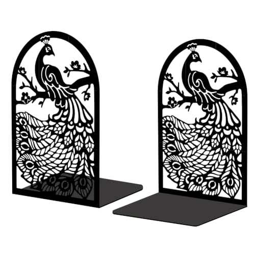 Peacoblue Metal Bookends for Shelves, Modern Decorative Heavy Duty Study Book Support Stoppers for Office, Desk, Shelf, Room 5.3