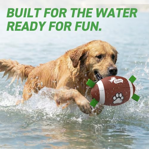 Image of QDAN Dog Toys Football, Interactive Dog Toys for Tug of War,Superbowl Football Party Decorations Favor, Dog Water Toy, Durable Dog Balls for Small & Medium Dogs(8 inch) | Superbowl Football Party Decorations Favor, Durable Dog Balls with Straps for Small Medium Large Dogs, <90 lbs Dog Water Toy