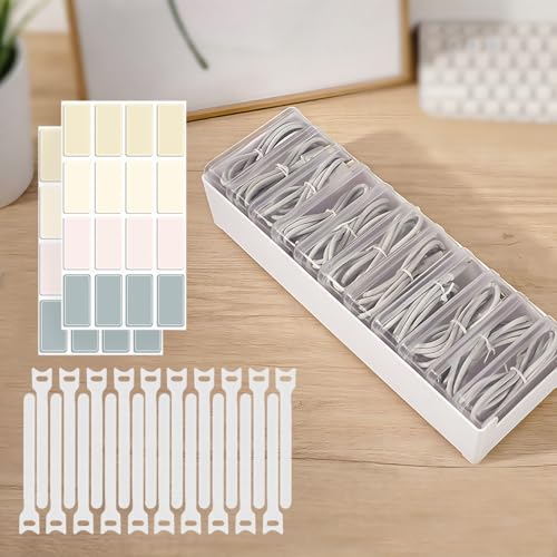 11 Cable Organizer Box with Labels, Cord Storage Organizer for Desk Drawer，Includes 20 Ties...