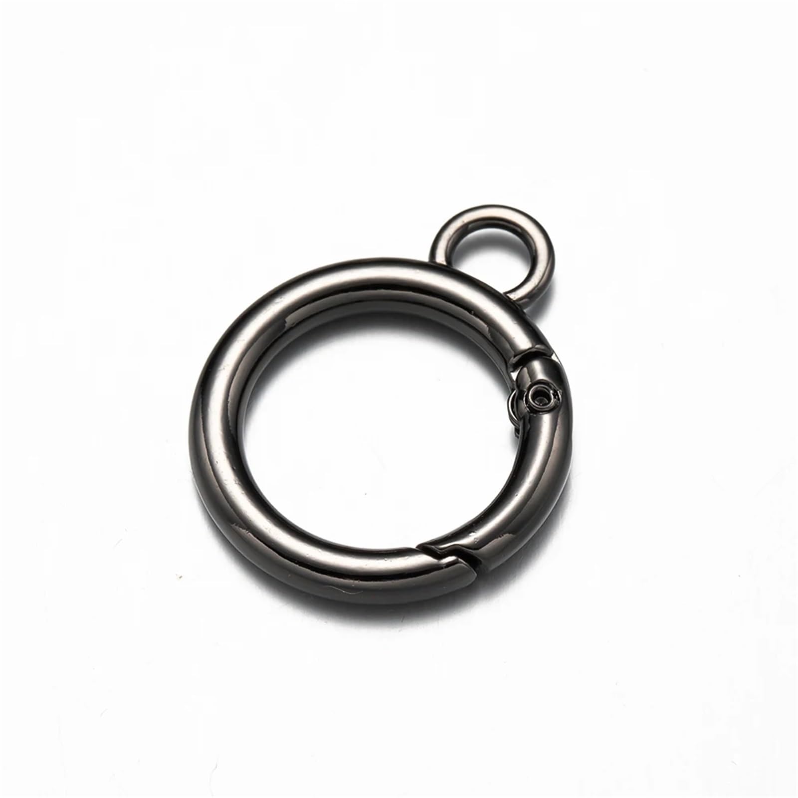 20pcs/Lot Metal O Ring Spring Clasps Round Carabiner Keychain Bag Clips Hook Chain Buckles Connector for DIY Jewelry Making Craft for Keyrings,Wallets(Black,19mm)