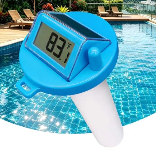 Image of Solar Pool Thermometer Floating,Digital Pool Thermometer,Waterproof IPX8 | Large easy-read display.Includes tether rope for secure floating.Switch between F /C. Perfect for pools,hot tubs & ponds