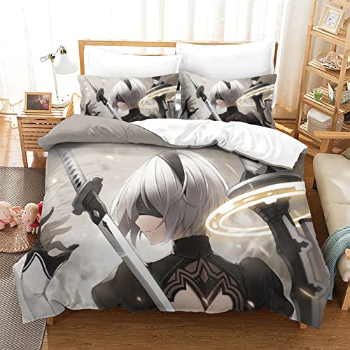 Nier Automata - Juego de funda de edredón y funda de almohada para niños, antihumedad, hipoalergénico, 140 x 200 cm