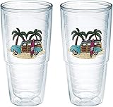 Tervis Tumbler Green Woodie 24-Ounce Double Wall Insulated Tumbler, Set of 2
