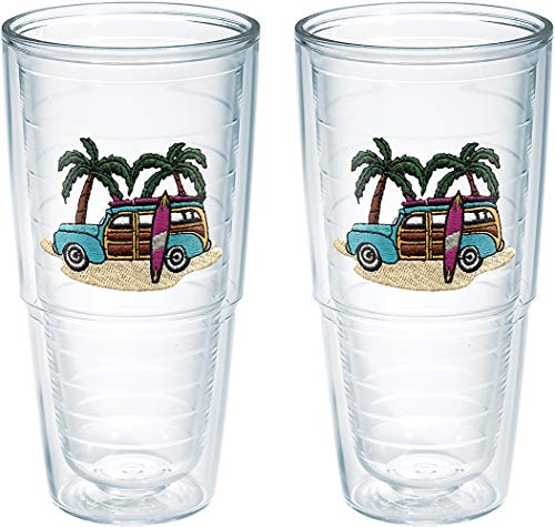 Tervis Tumbler Green Woodie 24-Ounce Double Wall Insulated Tumbler, Set of 2 -