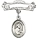 Sterling Silver Baby Badge with St. Peter The Apostle Charm and Arched Polished Badge Pin 7/8 X 7/8 inches