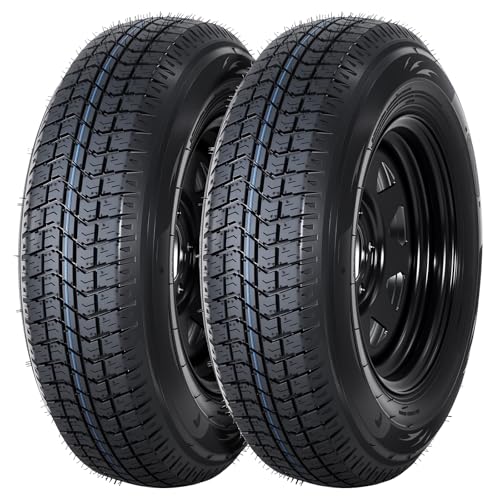GarveeTech 2-Pack Trailer Tire On Rim ST205/75D14 Trailer Tires and Wheels 5 Lug on 4.5 in PCD Trailer Tires with 14 in Rims Load Range C 6PR Black