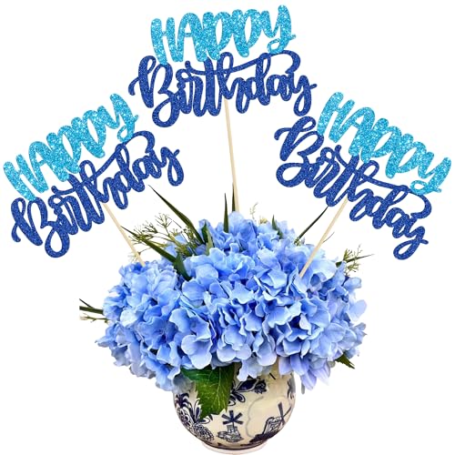 Gyufise 12Pcs Happy Birthday Centerpieces Sticks Double Sided Glitter Birthday Party Decorations...