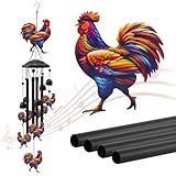 Chicken Wind Chimes for Outside, Black Metal Windchimes Outdoors, Chickens Gifts for Women/Men, Garden/Yard Decor, Memorial/Birthday Gifts for Grandma/Mom, Durable Chimes for Outdoors