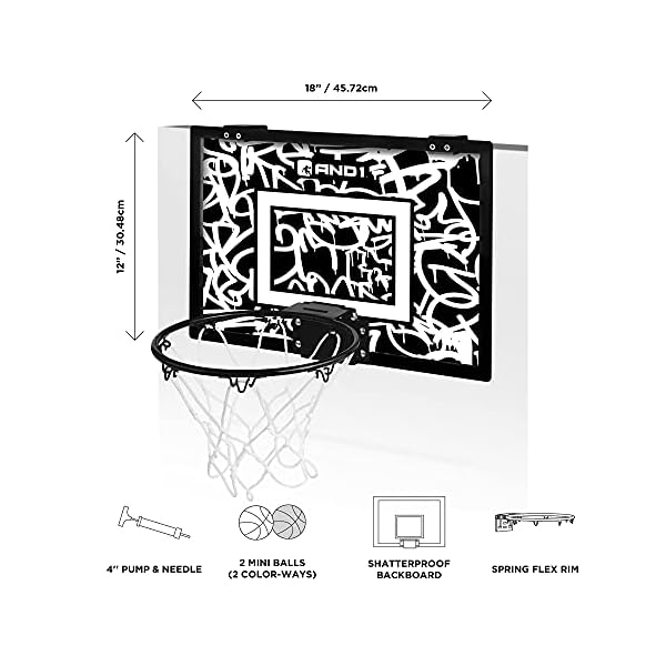 AND1 Over The Door Mini Hoop 18”x12” PreAssembled Portable