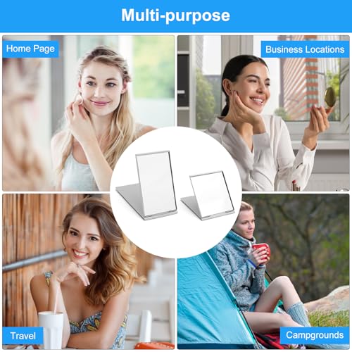 APOMOONS 6 Stück Taschenspiegel Klein, Kleiner Spiegel mit Aluminiumschale Ultradünner Taschenspiegel Klappbar Reisespiegel Klappspiegel Kosmetikspiegel für Reisen, Schule, Camping und Make-up, Büro