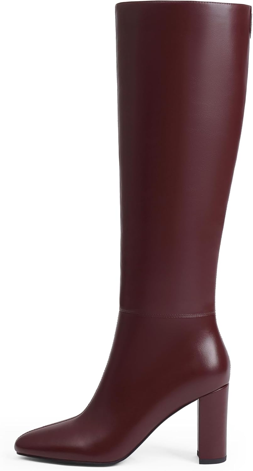 Modatope Knee High Boots for Women Chunky Heel Rounded Toe Womens Tall Boots - Image 4