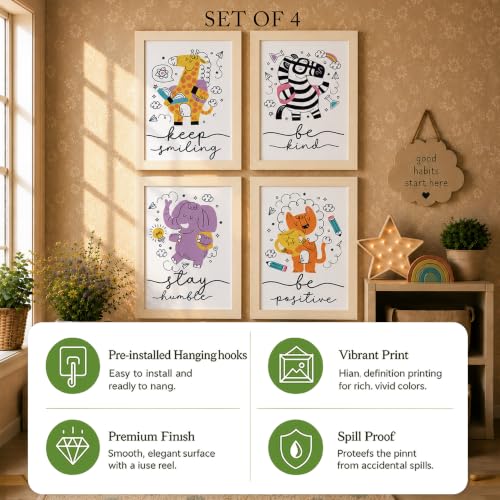 Image of PAINTINGMANTRA Animal Superheroes Colourful Nursery Wall Art Painting for Kids Room Decoration, Cartoon Painting For Home Decor Wall Hanging Decorative gifts, Set of 4, 9x13 Inch