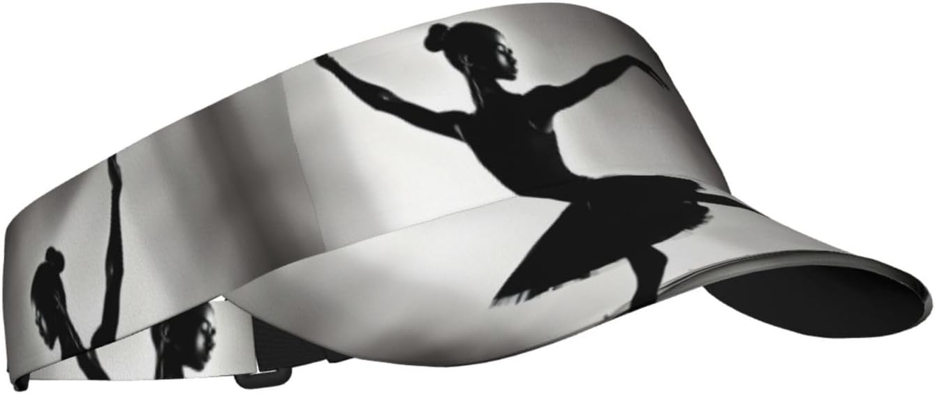 Ballerina Dance Print Sports Sun Visor Hats,Adjustable Sun Caps for Men Women Adults Lightweight Black