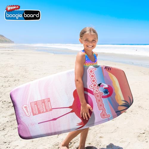 Wham-O Boogie Boards 2 Pack, 33\" Body Board for Beach, Lightweight Bodyboard with Wrist Leash for Beginners Kids and Adults – Flamingo