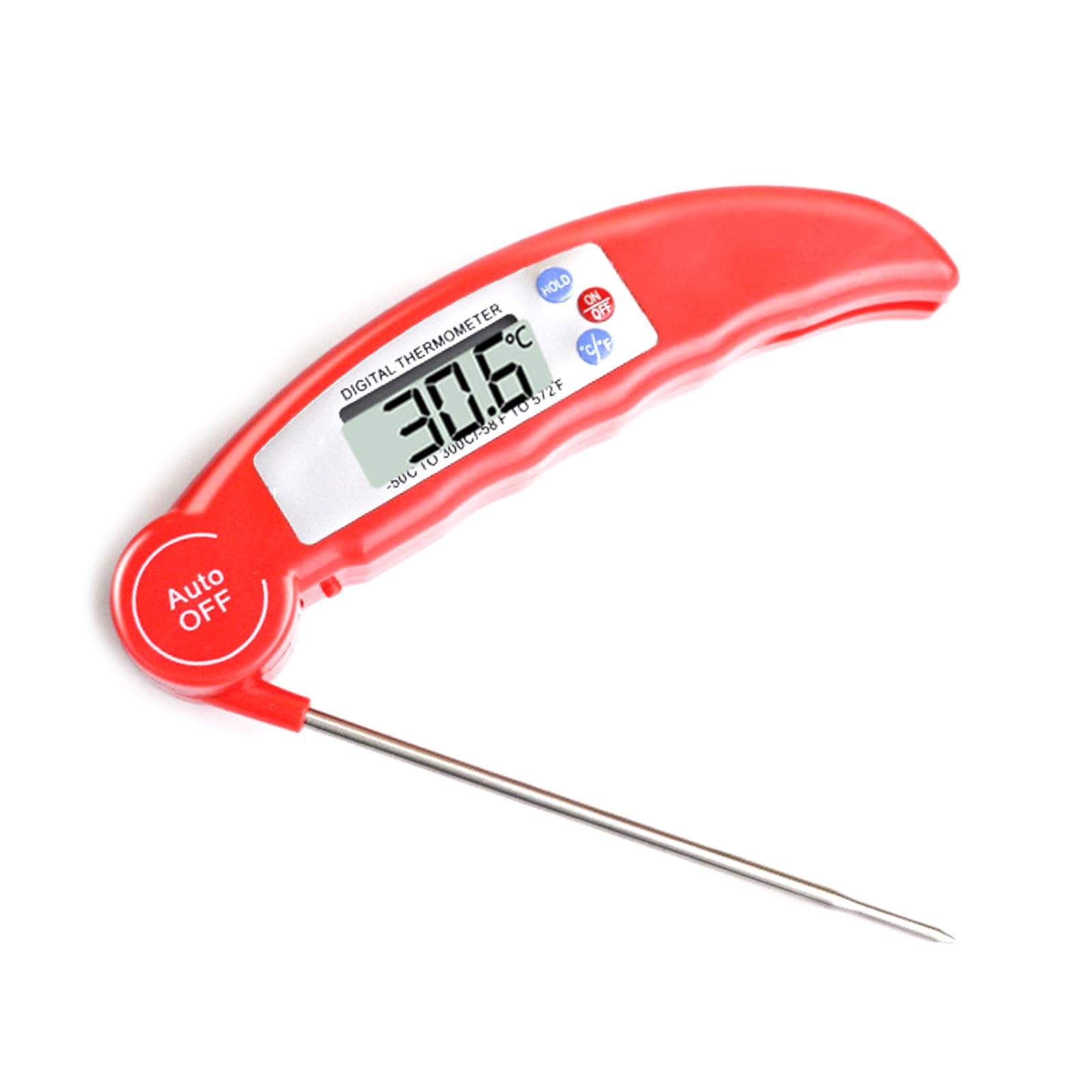 Tsophreniq Red Accuracy Foldable Probe Kitchen Thermometers Suitable For Oven Frying Meat Milk Soup & Beverage Temperature Testing Realtime Read Kitchen Cooking Thermometers