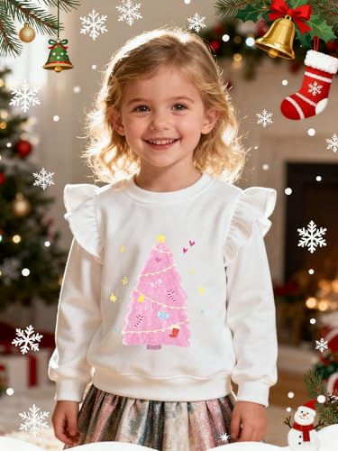 Image of EULLA Toddler Girls Christmas Sweatshirt Long Sleeve Snowman Deer Santa Claus Xmas Holiday Shirts for Kids Sweater 2-7 Years
