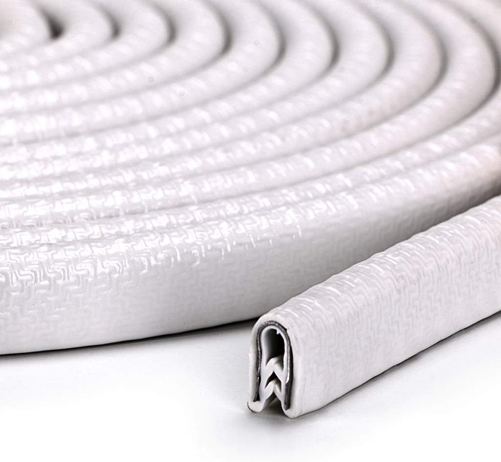 Sumnacon Car Door Edge Guards - Flexible Rubber Edge Trim for Protecting Edges of Cars, Boats, Vehicles & Metal Glass Equipment, Durable and Removable Protector Guard Seal Strips (32 Ft White)