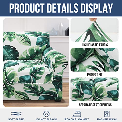 Hyha Couch Covers, Chair/Sofa Covers, Floral Pattern, Stretch, Printed, 2 Pieces, Armchair Slipcover, Separate Couch Cushion Covers, Furniture Protector For Dogs (Armchair, Monstera Deliciosa) #TOP3