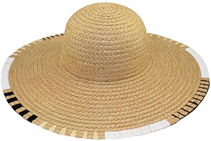 SUN50 UPF 50+ Women's Wide Brim Beach Sun Hat - Sun 50 Floppy Wide Brim Hat - Sun Protective Natural