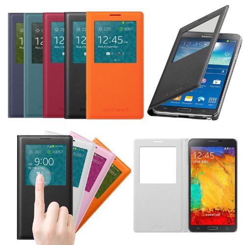 Samsung Galaxy Note 3 Wireless Charging Case S View Flip Cover Folio - Black