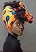 African Head Wrap Extra Long 72”x22”Wax Print Head Scarf Tie for Women (HRGOLDBLUE)
