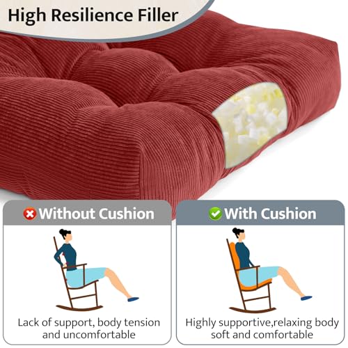 Image of mudilun Adirondack Chair Cushion 44x19x4in for Indoor Rocking Chair Pads | High-resilience foam particles,Thick Tufted, Anti-Slip with Ties,Fits most high back indoor Adirondack & rocking chair Pads