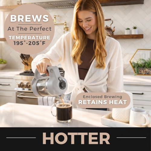 Image of VINCI Micro Cafe Smallest Single-Serve Glass Coffee Brewer | Compatible with K-Cups, Pods & Ground Coffee | Enclosed & Circle Flow Brewing for Hotter, Richer Flavor | Brews 4oz to 20oz (Gray)