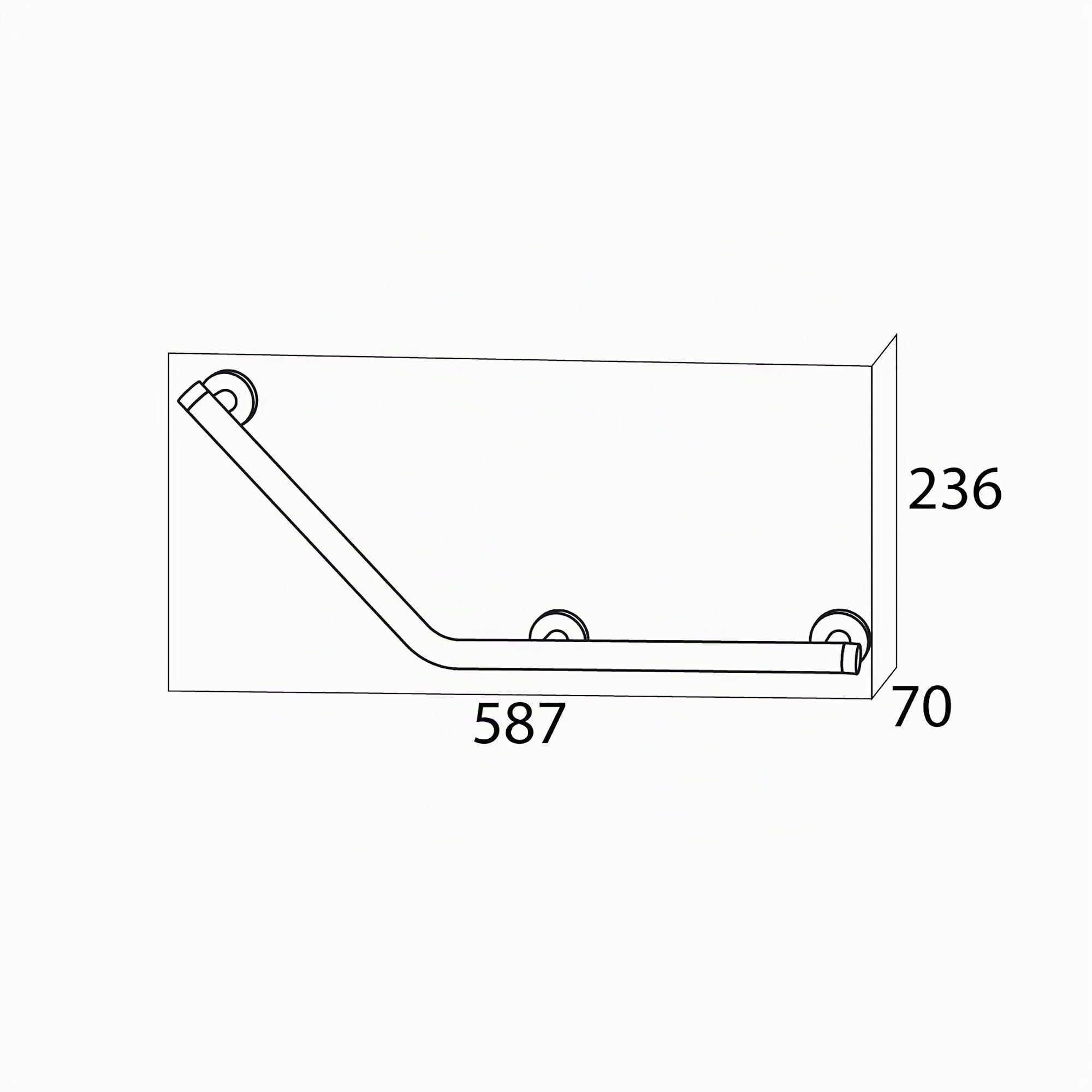 TIGER Boston Comfort & Safety Maniglione di Sicurezza - Sinistra 135°, Acciaio Inox Lucidato, 58.7 x 23.6 x 7 cm