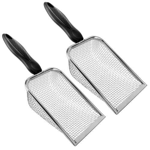 2 tamices de malla de tierra para jardinería, pala de abono de arena para reptiles con asa, tamices de dientes de tiburón, tamiz de compost, tamiz de jardín, tamiz de jardín, pala para macetas para