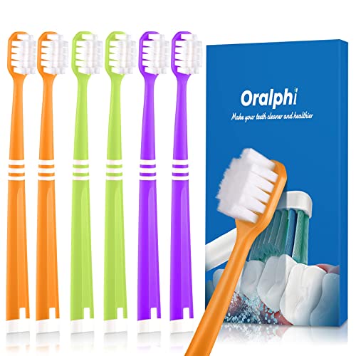 Oralphi Feather Soft Toothbrush, With 10000 Extra Soft Micro Nano Bristles, For Sensitive Teeth And Gum Recession (Wide Head, 6 Count) #TOP4