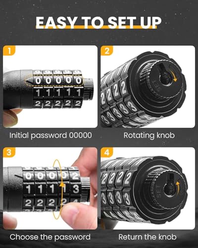 image for KEYSTP 5-Digit Bike Lock Cable, Heavy Duty Resettable Combination Bicy
