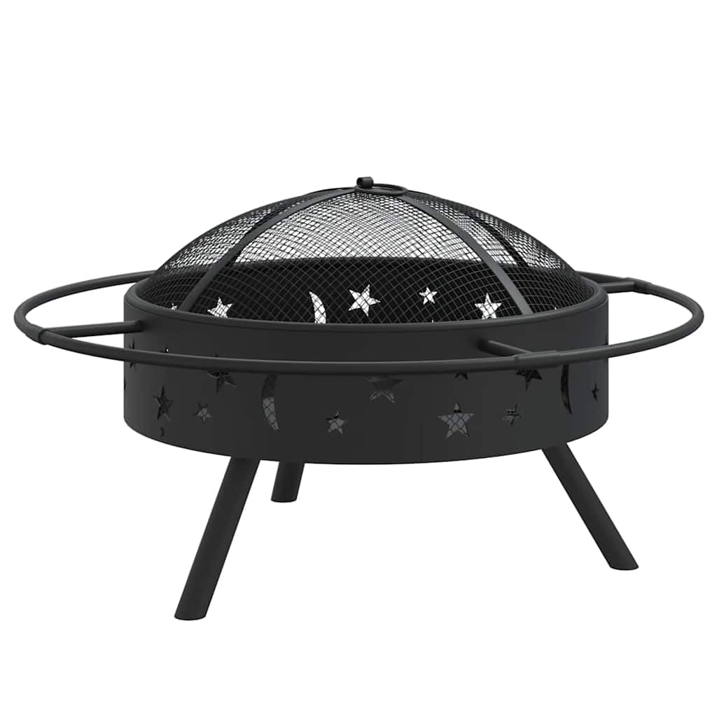 Palenisko ze stali 70 cm XXL z pogrzebaczem i ochroną przed iskrami, do ogrodu, na taras, na zewnątrz, wytrzymałe palenisko zapewnia ciepło i przytulną atmosferę z praktycznym pierścieniem