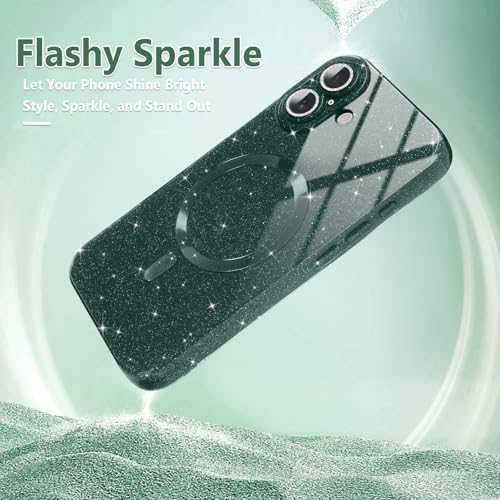 Micoden for iPhone 16 Plus Case for Women Girls, Bling Sparkle, Pine Green by Micoden - Used condition - Image 2