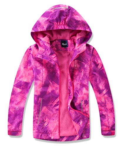 Hiheart Girls Fleece Lined Hooded Jackets Waterproof Outdoor Windbreaker Pink 6/7