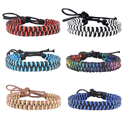 VU100 6PCS Tresse Corde Bracelets Fait main Amitie Bracelet pour Homme Femme Enfant