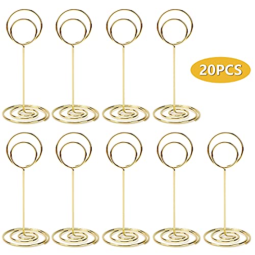Tentop 20Pcs Place Card Holders Table Number Stand Table Name Cardholder, Photo Holder Sign Stands Display Wedding Decoration Centerpieces For Table, Menu Memo Clipsgold, Hmtch20Gl #TOP7