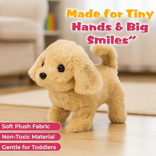 Image of (2 Pcs White + Brown Battery Operated Walking Talking Dog Toy with Sound, Jumping, Nose Twitch, Barking & Voice Repeat | Realistic Toy for Girls & Boys & Kids & Toddlers