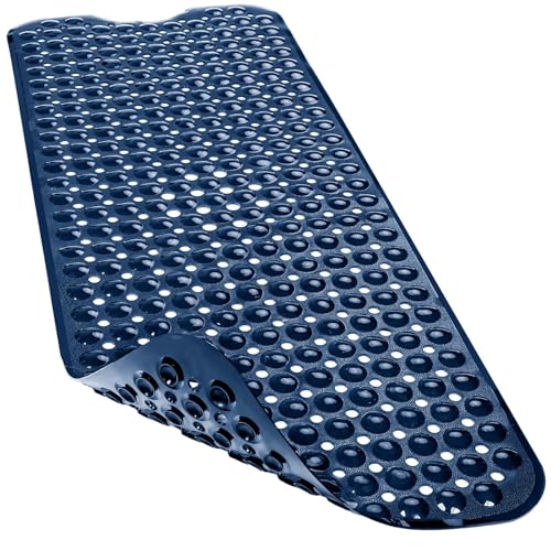 Alfombrilla de ducha antideslizante extra larga con ventosas fuertes y agujeros de drenaje 2