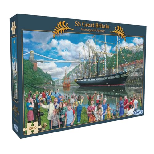 Gibsons SS Great Britain An Imagined Odyssey Puzzle de 1000 pièces pour adultes défiant l'histoire du bateau de Bristol Scène monumentale en carton durable respectueux de l'environnement Excellent
