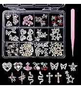 72Pcs 3D Nail Rhinestones Charms Diamonds Metal Alloy Nail Jewelry Cherry Heart Star Butterfly Sn...