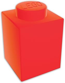 Lego Iconic Luz Nocturna 1x1 Silicona Brick LED - Rojo - con Cambio automático de 8 Colores y Bloqueo Manual de Colores (3 Pilas AAA Incluidas) - Dimensiones: 116 mm de Altura x 78 mm de Ancho.