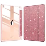 Fintie (フィンティー) ハイブリッド スリムケース iPad Air 第3世代 10.5インチ 2019 / iPad Pro 10.5インチ 2017用 - [Pencilホルダー内蔵] 耐衝撃カバー クリア透明バックシェル付き (キラキラローズゴールド)