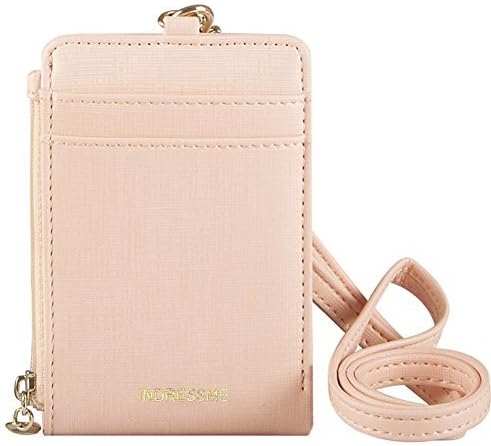 Indressme Womens Cute Candy Color Bifold ID Badge Holder with Lanyard Wallet