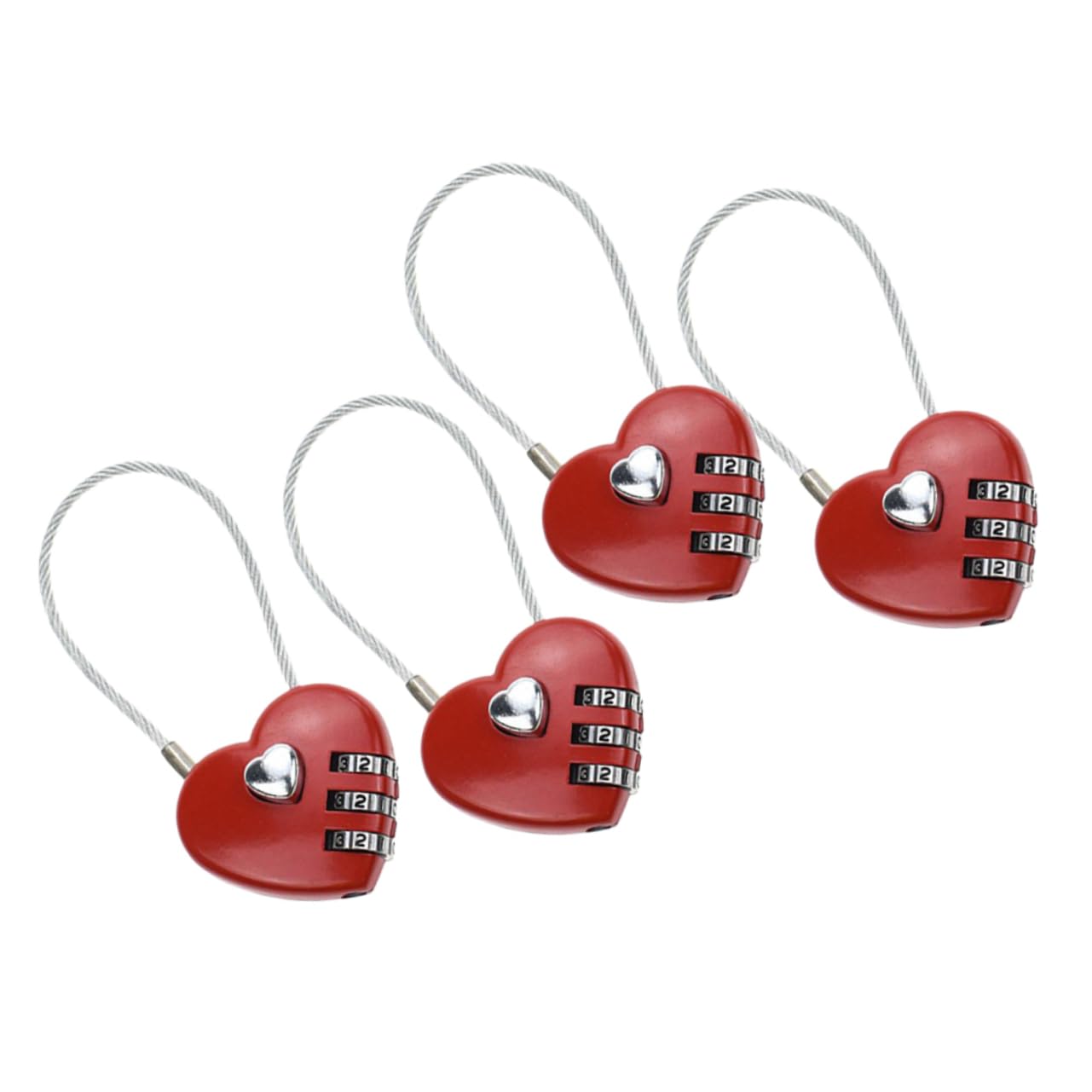 Mikikit 3 Set Più Forte Texture Bagagli Combinazione Lucchetto Password Valigia Serrature Accessori Da Viaggio Facile Da Sbloccare Rosso 4 Pezzi * 3