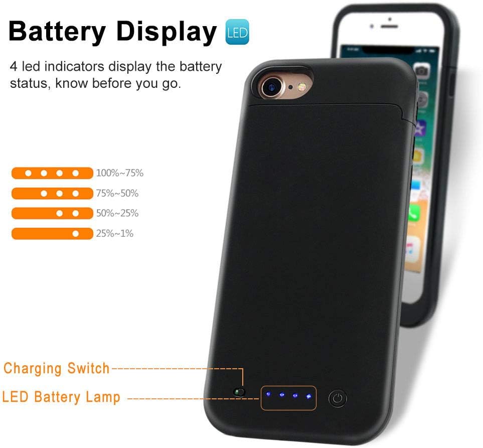 Battery Case for iPhone 6 Plus / 6s Plus, NOVPEAK [U.S. Warranty] 6800mah External Backup Battery Charger Case Cover Power Bank Pack for iPhone 6 Plus/6S Plus 5.5 Inch (Black)
