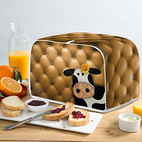 Image of Talayituse Cow Sunflower Print 4 Slice Toaster Covers Dust Protection Bread Maker Covers Toaster Oven Cloth Cover Kitchen Accessories Washable Appliance Cover