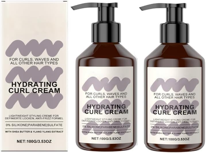 2 Pack Crema Hidratante para Rizos, Definidora y Nutritiva con Aceite de Aguacate y Coco, Crema para Peinar Rizos Suaves, Definidos y Sin Frizz