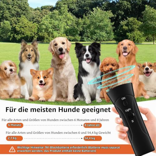 Antibell für Hunde,25 Fuß 3-in-1 Antibell Ultraschall Gerät,2 Modi Mini-antibell halsband für drinnen und draußen, wasserdicht Anti Bell Gerät Hunde,Geeignet für kleine, mittelgroße und große Hunde.